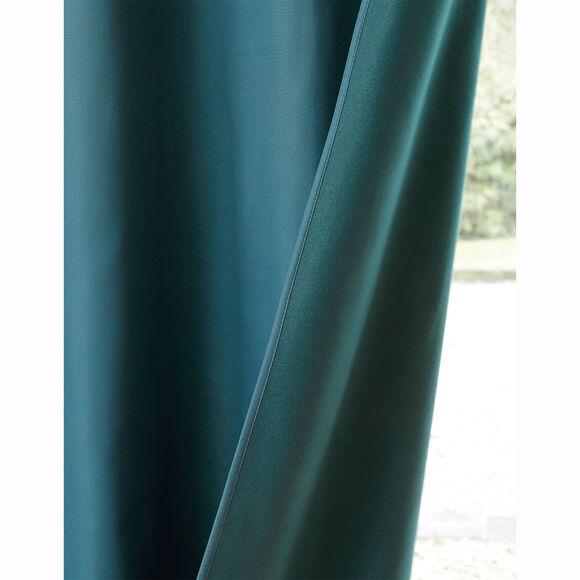 Rideau isolant uni envers polaire finition oeillets (bleu paon) Rideau isolant uni envers polaire finition oeillets (bleu paon)